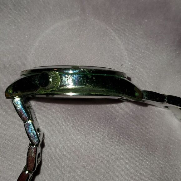 Omax Silver Crescent Circle Moon/Sun‎ Cut-Out Crystals White Face Working Watch main image 4